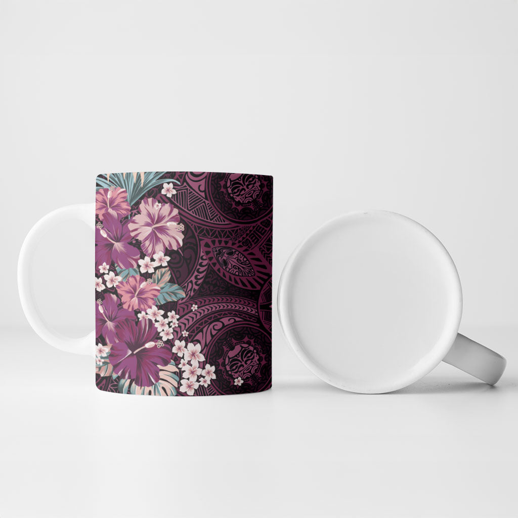 Poni Mama Hawai'i Hibiscus Ceramic Mug Polynesian Tribal Tattoo Pattern Floral Elements