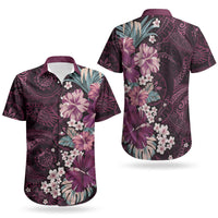 Poni Mama Hawai'i Hibiscus Couples Matching Puletasi and Hawaiian Shirt Polynesian Tribal Tattoo Pattern Floral Elements LT9 - Polynesian Pride