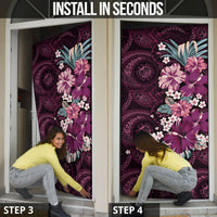 Poni Mama Hawai'i Hibiscus Door Cover Polynesian Tribal Tattoo Pattern Floral Elements