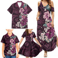 Poni Mama Hawai'i Hibiscus Family Matching Summer Maxi Dress and Hawaiian Shirt Polynesian Tribal Tattoo Pattern Floral Elements LT9 - Polynesian Pride