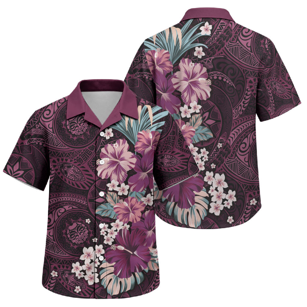 Poni Mama Hawai'i Hibiscus Family Matching Tank Maxi Dress and Hawaiian Shirt Polynesian Tribal Tattoo Pattern Floral Elements