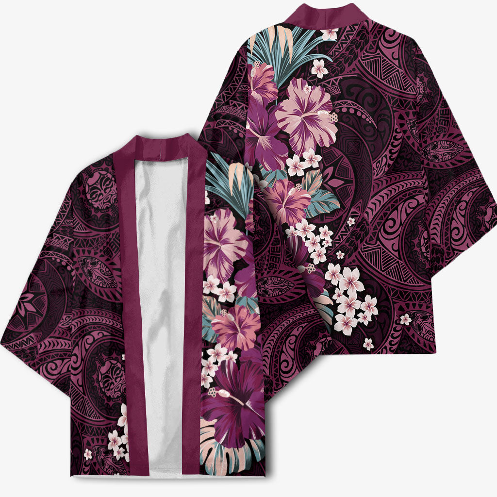 Poni Mama Hawai'i Hibiscus Kimono Polynesian Tribal Tattoo Pattern Floral Elements LT9 - Polynesian Pride