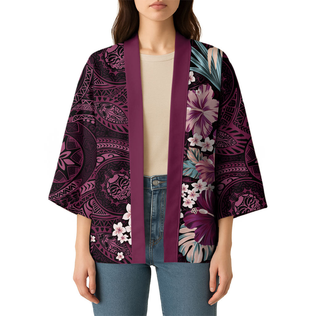 Poni Mama Hawai'i Hibiscus Kimono Polynesian Tribal Tattoo Pattern Floral Elements LT9 - Polynesian Pride