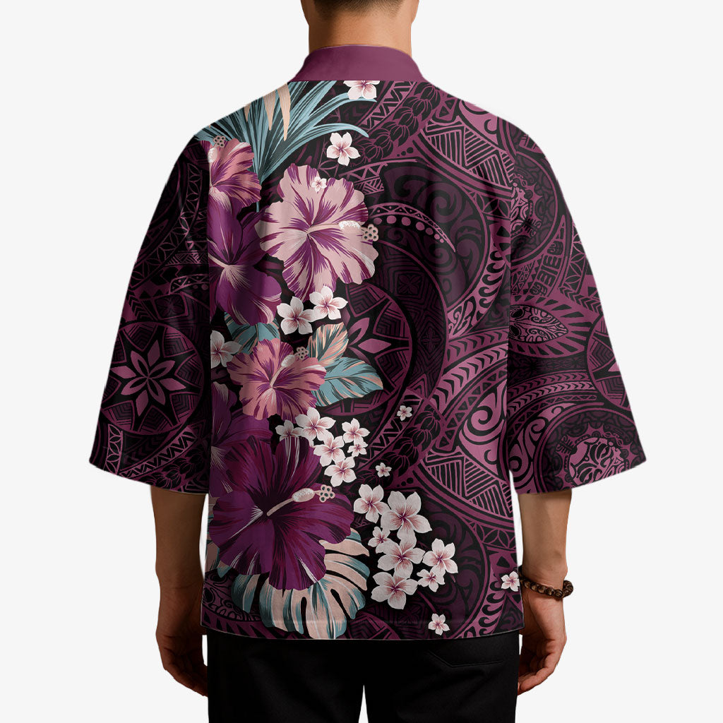Poni Mama Hawai'i Hibiscus Kimono Polynesian Tribal Tattoo Pattern Floral Elements LT9 - Polynesian Pride