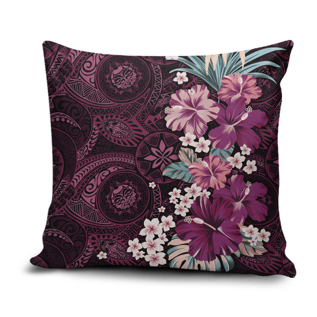 Poni Mama Hawai'i Hibiscus Pillow Cover Polynesian Tribal Tattoo Pattern Floral Elements LT9 Pink - Polynesian Pride