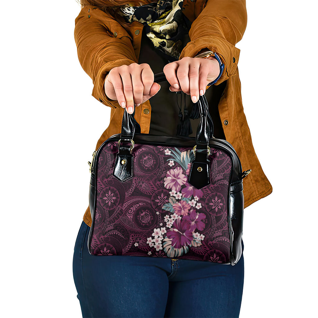 Poni Mama Hawai'i Hibiscus Shoulder Handbag Polynesian Tribal Tattoo Pattern Floral Elements