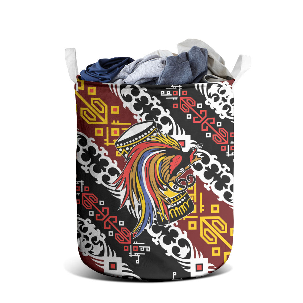 Papua New Guinea Bird Drum Laundry Basket Papuan Batik Motif