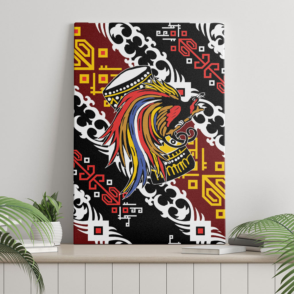 Papua New Guinea Bird Drum Canvas Wall Art Papuan Batik Motif