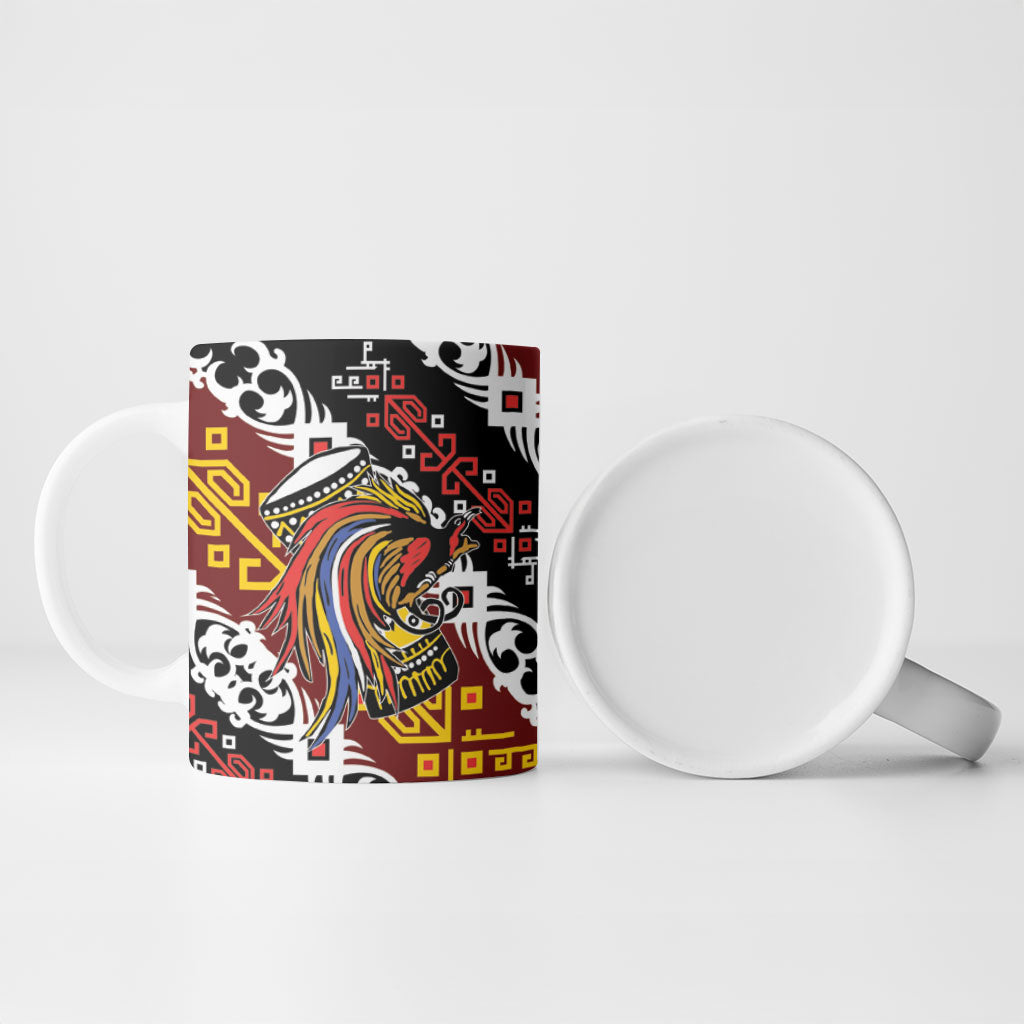 Papua New Guinea Bird Drum Ceramic Mug Papuan Batik Motif LT9 - Polynesian Pride
