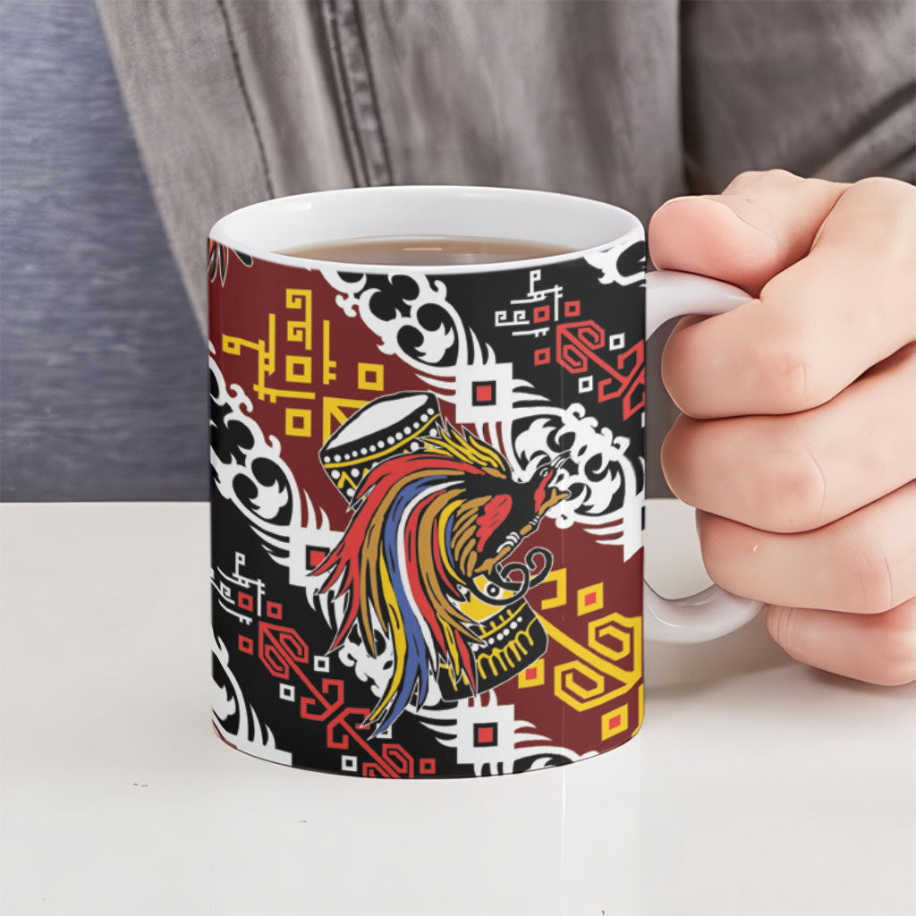 Papua New Guinea Bird Drum Ceramic Mug Papuan Batik Motif LT9 - Polynesian Pride