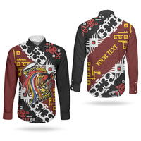 Personalised Papua New Guinea Bird Drum Couples Matching Summer Maxi Dress and Long Sleeve Button Shirt Papuan Batik Motif LT9 - Polynesian Pride