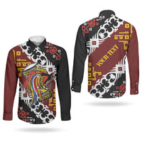 Personalised Papua New Guinea Bird Drum Couples Matching Tank Maxi Dress and Long Sleeve Button Shirt Papuan Batik Motif LT9 - Polynesian Pride