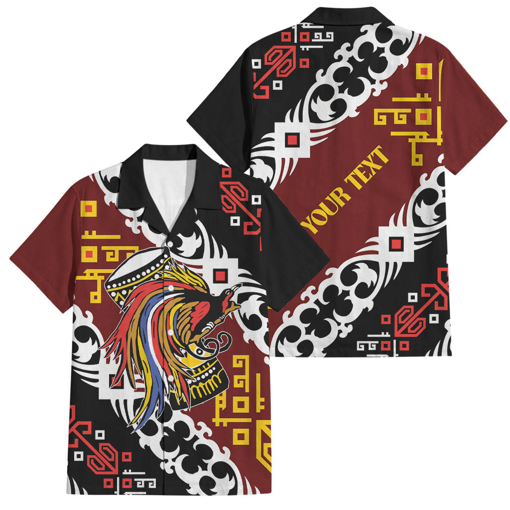 Personalised Papua New Guinea Bird Drum Family Matching Off Shoulder Short Dress and Hawaiian Shirt Papuan Batik Motif LT9 Dad's Shirt - Short Sleeve Black - Polynesian Pride