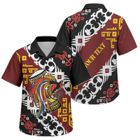 Personalised Papua New Guinea Bird Drum Family Matching Short Sleeve Bodycon Dress and Hawaiian Shirt Papuan Batik Motif LT9 Son's Shirt Black - Polynesian Pride