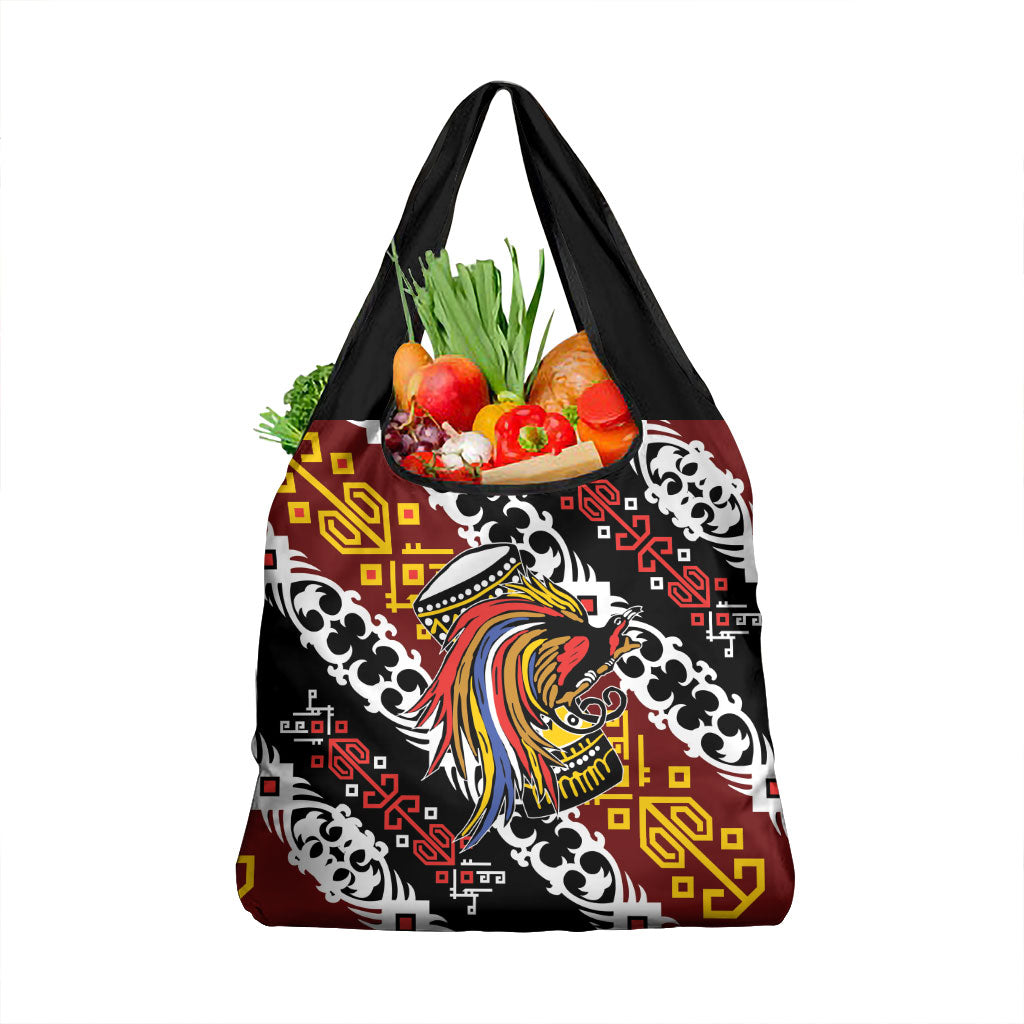 Papua New Guinea Bird Drum Grocery Bag Papuan Batik Motif