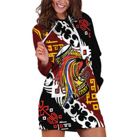 Personalised Papua New Guinea Bird Drum Hoodie Dress Papuan Batik Motif