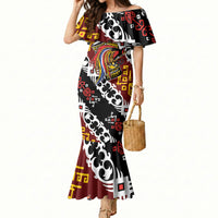 Personalised Papua New Guinea Bird Drum Mermaid Dress Papuan Batik Motif LT9 Women Black - Polynesian Pride