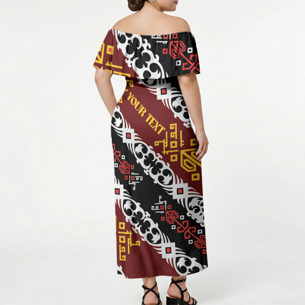 Personalised Papua New Guinea Bird Drum Off Shoulder Maxi Dress Papuan Batik Motif LT9 - Polynesian Pride
