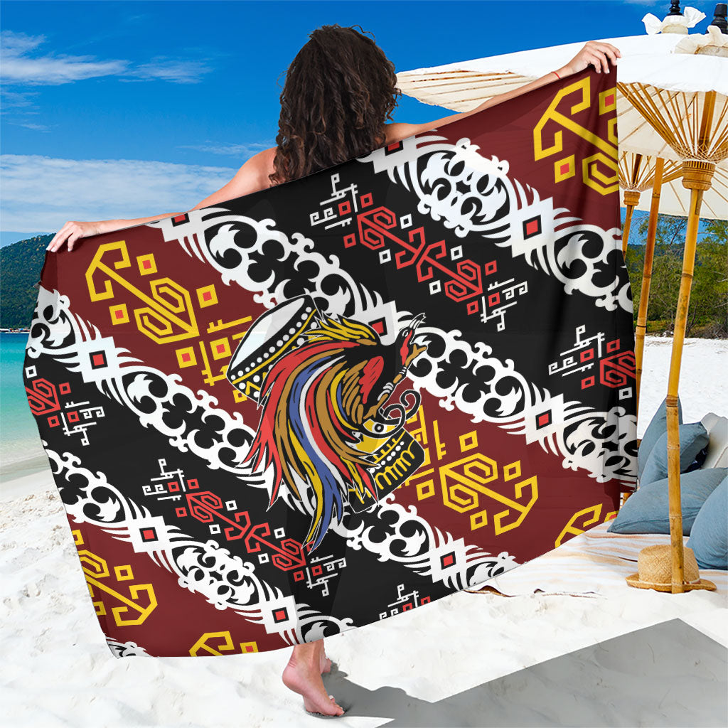 Papua New Guinea Bird Drum Sarong Papuan Batik Motif LT9 One Size 44 x 66 inches Black - Polynesian Pride