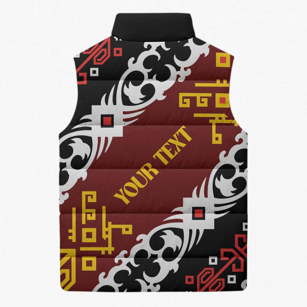 Personalised Papua New Guinea Bird Drum Sleeveless Puffer Jacket Papuan Batik Motif