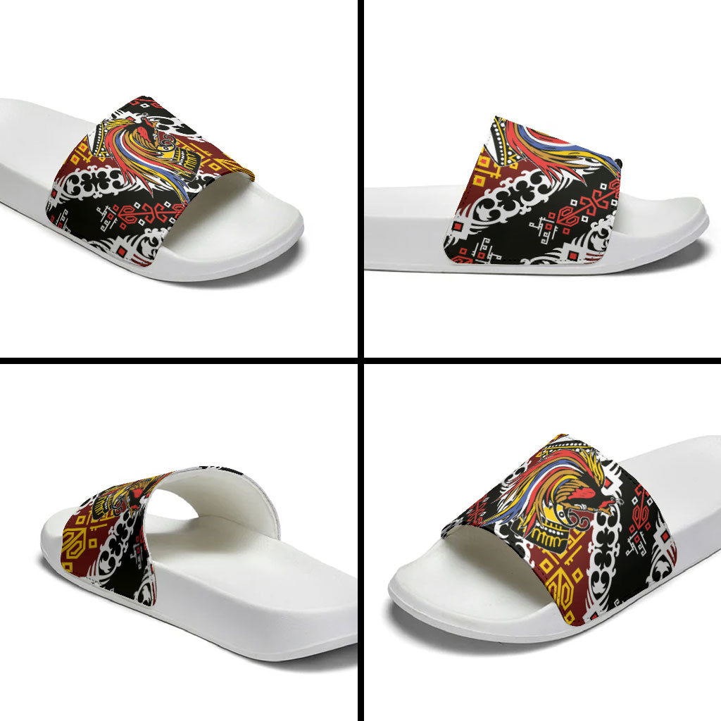 Papua New Guinea Bird Drum Slide Sandals Papuan Batik Motif LT9 - Polynesian Pride