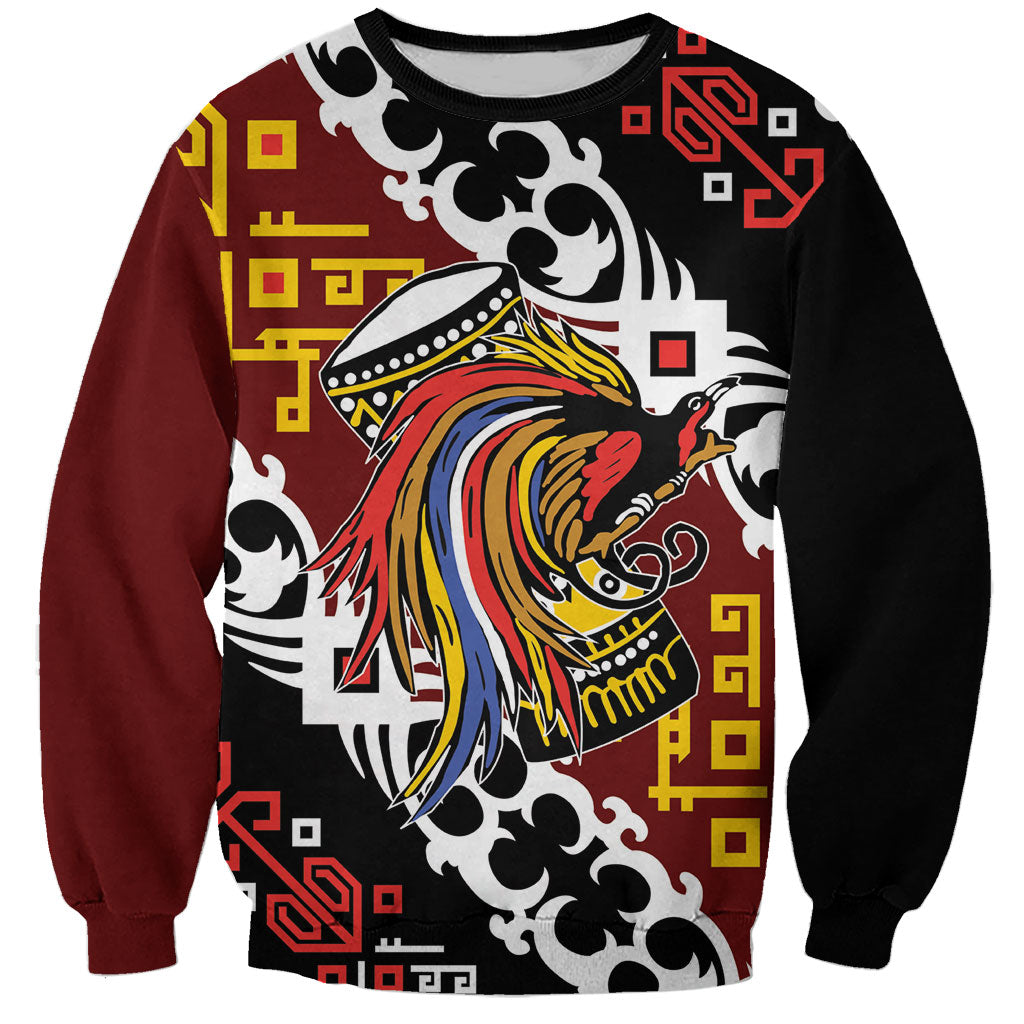 Personalised Papua New Guinea Bird Drum Sweatshirt Papuan Batik Motif LT9 Unisex Black - Polynesian Pride