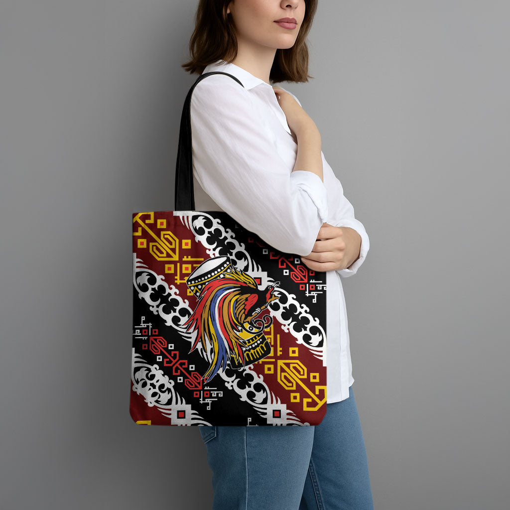 Papua New Guinea Bird Drum Tote Bag Papuan Batik Motif