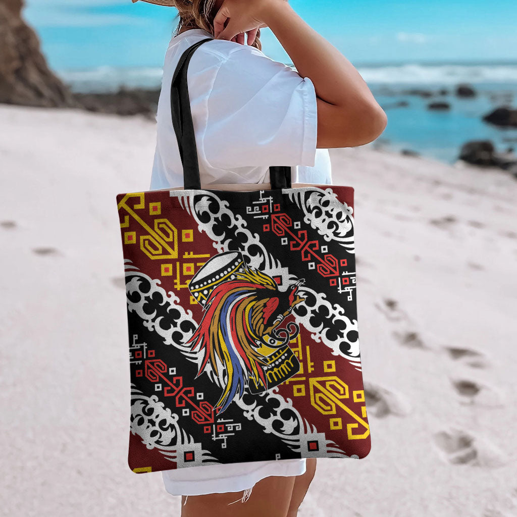 Papua New Guinea Bird Drum Tote Bag Papuan Batik Motif