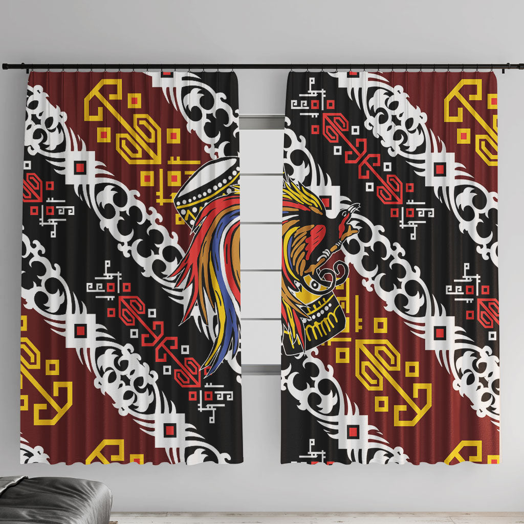 Papua New Guinea Bird Drum Window Curtain Papuan Batik Motif