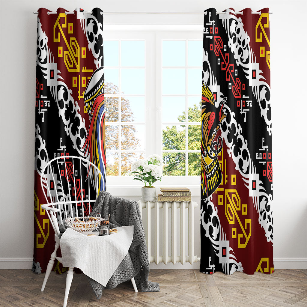 Papua New Guinea Bird Drum Window Curtain Papuan Batik Motif