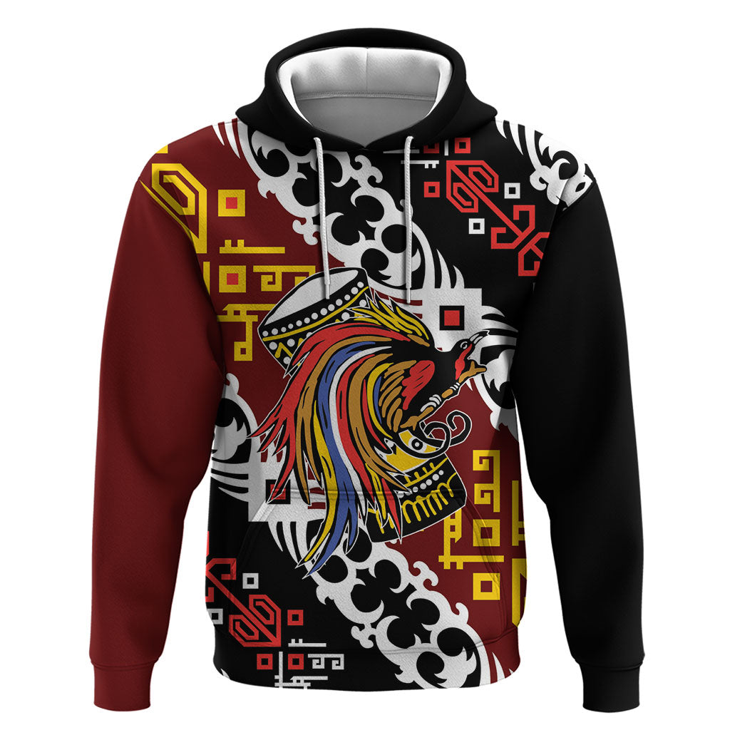Personalised Papua New Guinea Bird Drum Zip Hoodie Papuan Batik Motif LT9 Pullover Hoodie Black - Polynesian Pride