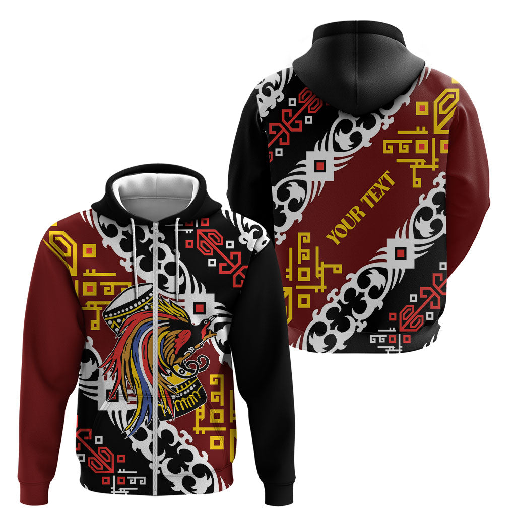 Personalised Papua New Guinea Bird Drum Zip Hoodie Papuan Batik Motif LT9 - Polynesian Pride