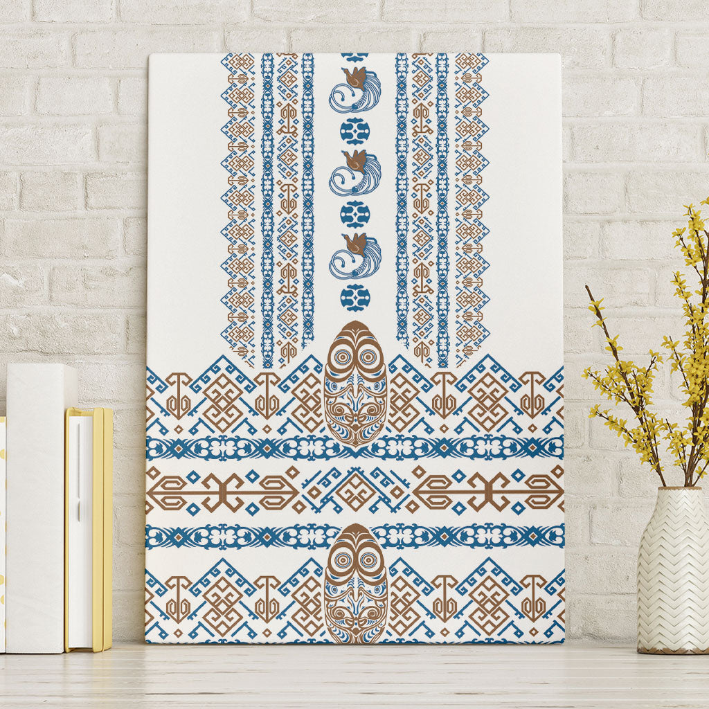 Papua New Guinea Bird Ethnic Canvas Wall Art Papuan Batik Inspired Pattern LT9 Without Frame White - Polynesian Pride