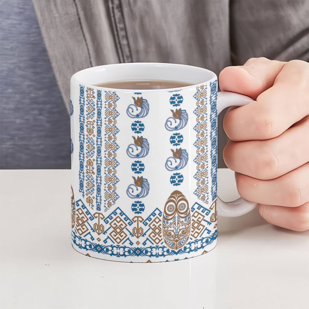 Papua New Guinea Bird Ethnic Ceramic Mug Papuan Batik Inspired Pattern