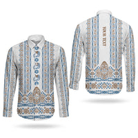 Personalised Papua New Guinea Bird Ethnic Couples Matching Mermaid Dress and Long Sleeve Button Shirt Papuan Batik Inspired Pattern LT9 - Polynesian Pride