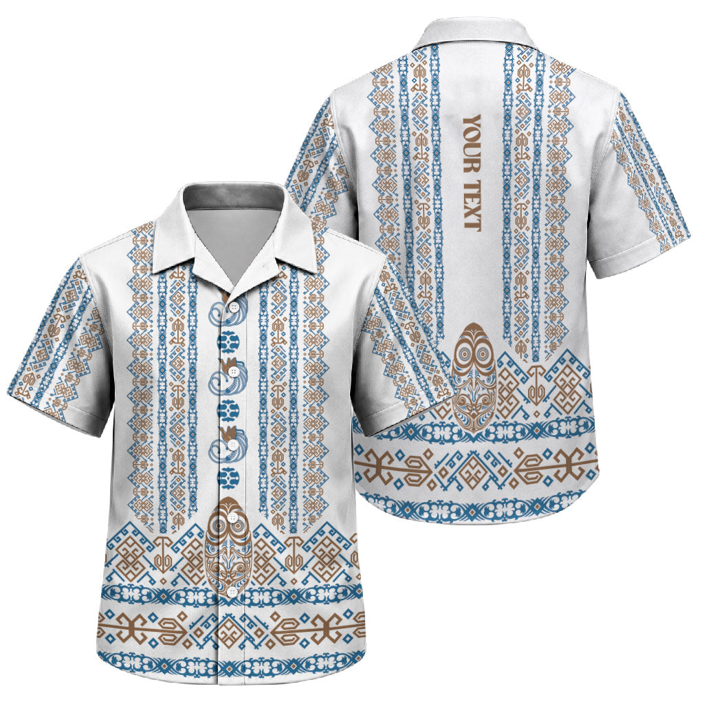 Personalised Papua New Guinea Bird Ethnic Family Matching Long Sleeve Bodycon Dress and Hawaiian Shirt Papuan Batik Inspired Pattern LT9 Son's Shirt White - Polynesian Pride