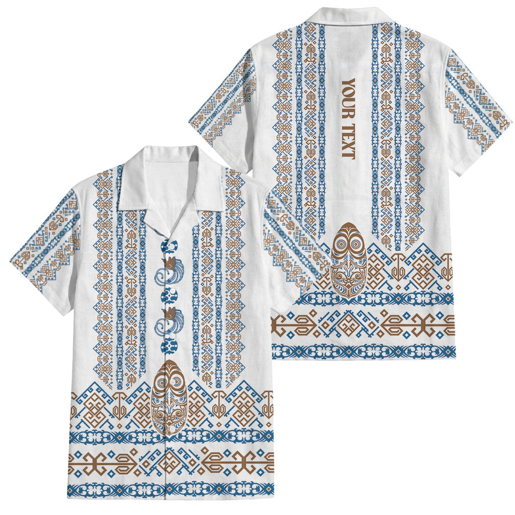 Personalised Papua New Guinea Bird Ethnic Family Matching Mermaid Dress and Hawaiian Shirt Papuan Batik Inspired Pattern LT9 Dad's Shirt - Short Sleeve White - Polynesian Pride