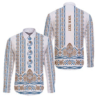 Personalised Papua New Guinea Bird Ethnic Family Matching Off Shoulder Maxi Dress and Hawaiian Shirt Papuan Batik Inspired Pattern LT9 Dad's Shirt - Long Sleeve White - Polynesian Pride