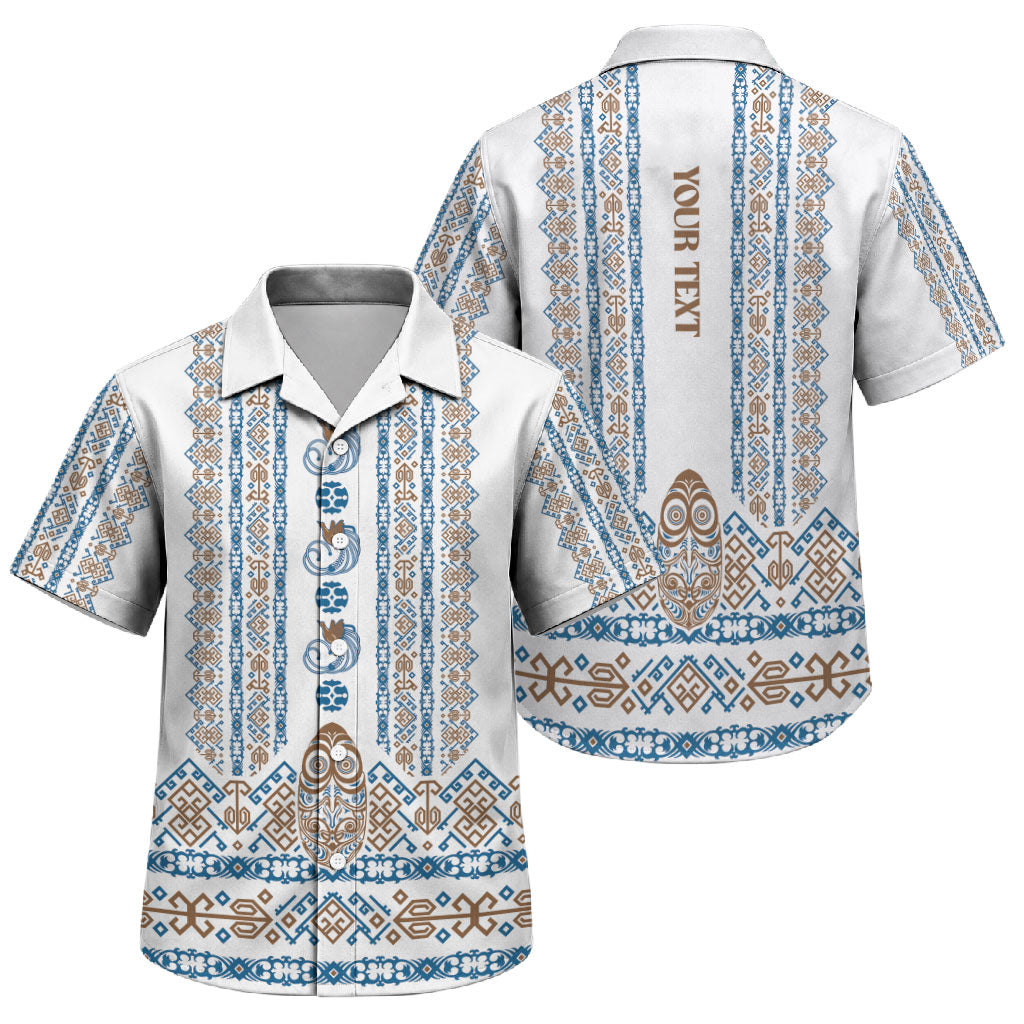Personalised Papua New Guinea Bird Ethnic Family Matching Off Shoulder Maxi Dress and Hawaiian Shirt Papuan Batik Inspired Pattern LT9 Son's Shirt White - Polynesian Pride