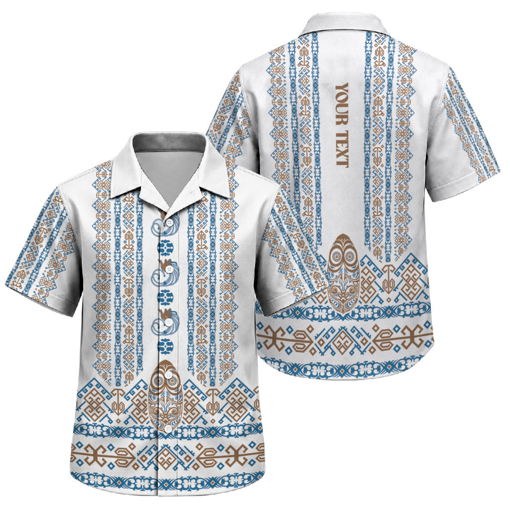 Personalised Papua New Guinea Bird Ethnic Family Matching Off Shoulder Short Dress and Hawaiian Shirt Papuan Batik Inspired Pattern LT9 Son's Shirt White - Polynesian Pride