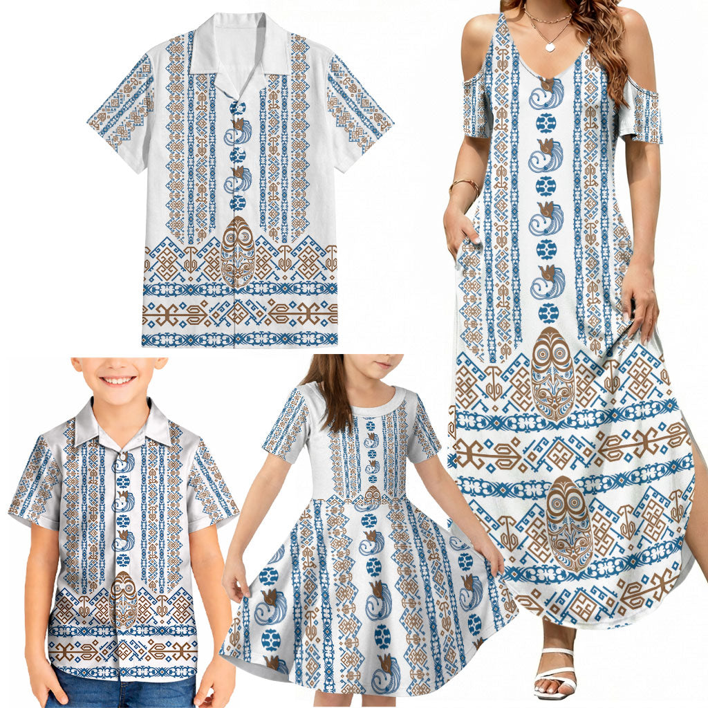 Personalised Papua New Guinea Bird Ethnic Family Matching Summer Maxi Dress and Hawaiian Shirt Papuan Batik Inspired Pattern LT9 - Polynesian Pride