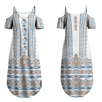 Personalised Papua New Guinea Bird Ethnic Family Matching Summer Maxi Dress and Hawaiian Shirt Papuan Batik Inspired Pattern LT9 Mom's Dress White - Polynesian Pride