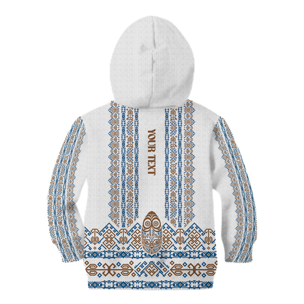 Personalised Papua New Guinea Bird Ethnic Kid Hoodie Papuan Batik Inspired Pattern