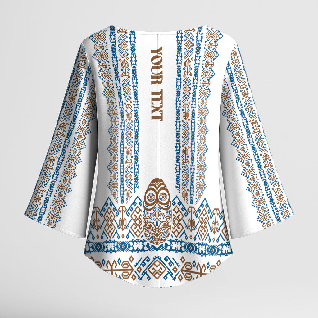 Personalised Papua New Guinea Bird Ethnic Kimono Sleeve Blouse Papuan Batik Inspired Pattern