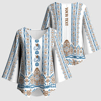 Personalised Papua New Guinea Bird Ethnic Kimono Sleeve Blouse Papuan Batik Inspired Pattern