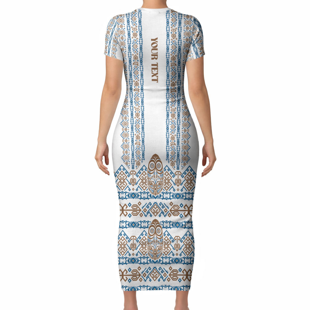 Personalised Papua New Guinea Bird Ethnic Short Sleeve Bodycon Dress Papuan Batik Inspired Pattern