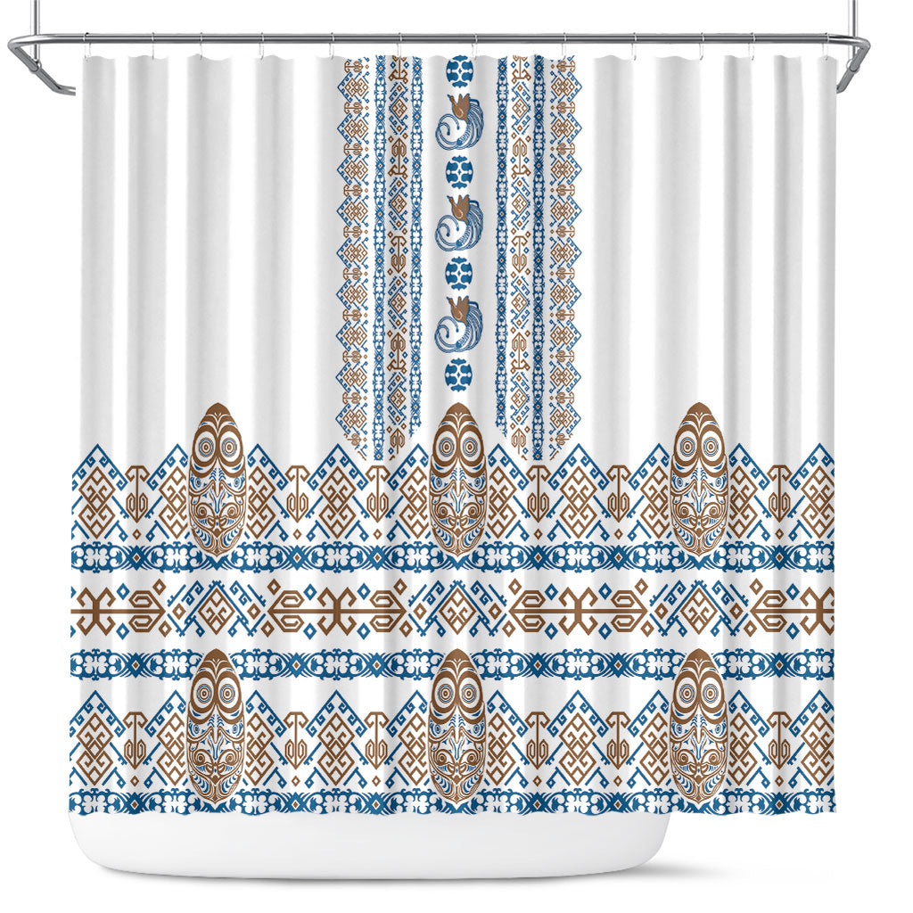 Papua New Guinea Bird Ethnic Shower Curtain Papuan Batik Inspired Pattern