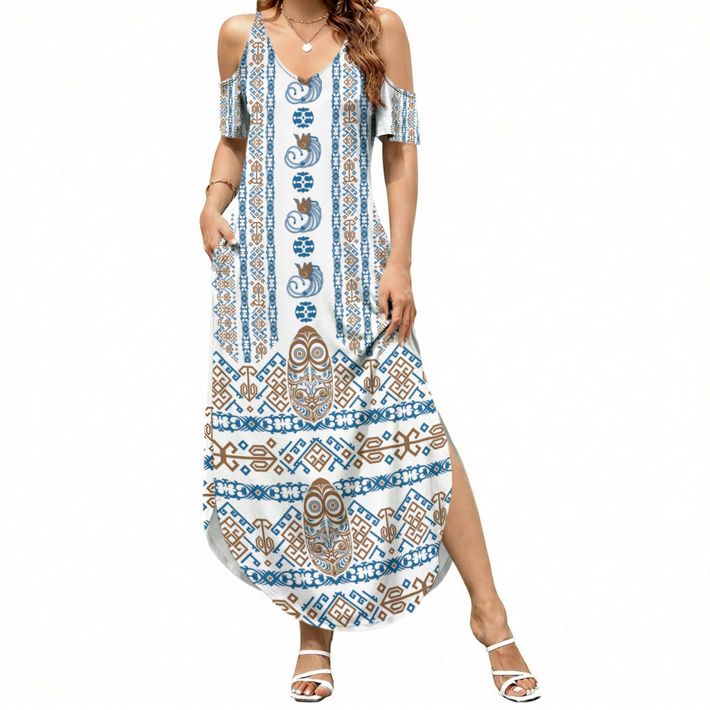 Personalised Papua New Guinea Bird Ethnic Summer Maxi Dress Papuan Batik Inspired Pattern