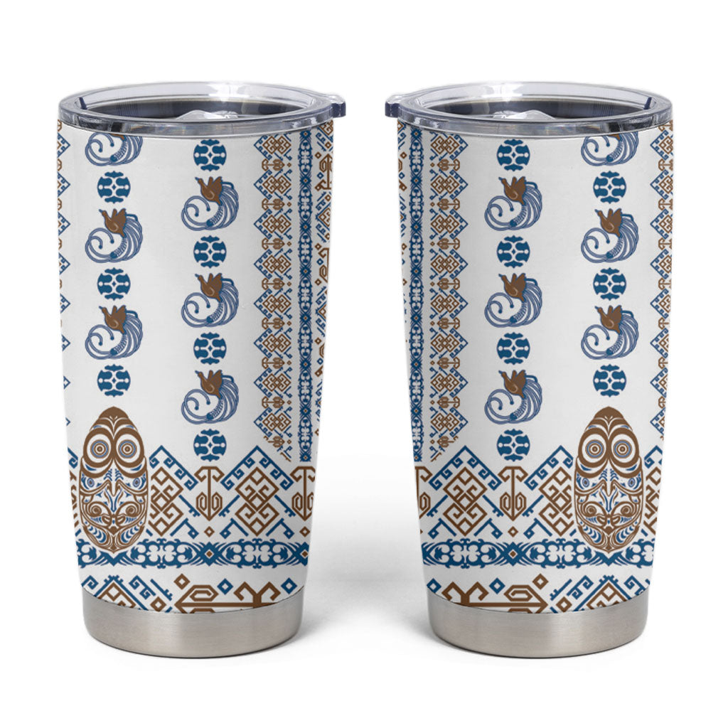 Papua New Guinea Bird Ethnic Tumbler Cup Papuan Batik Inspired Pattern