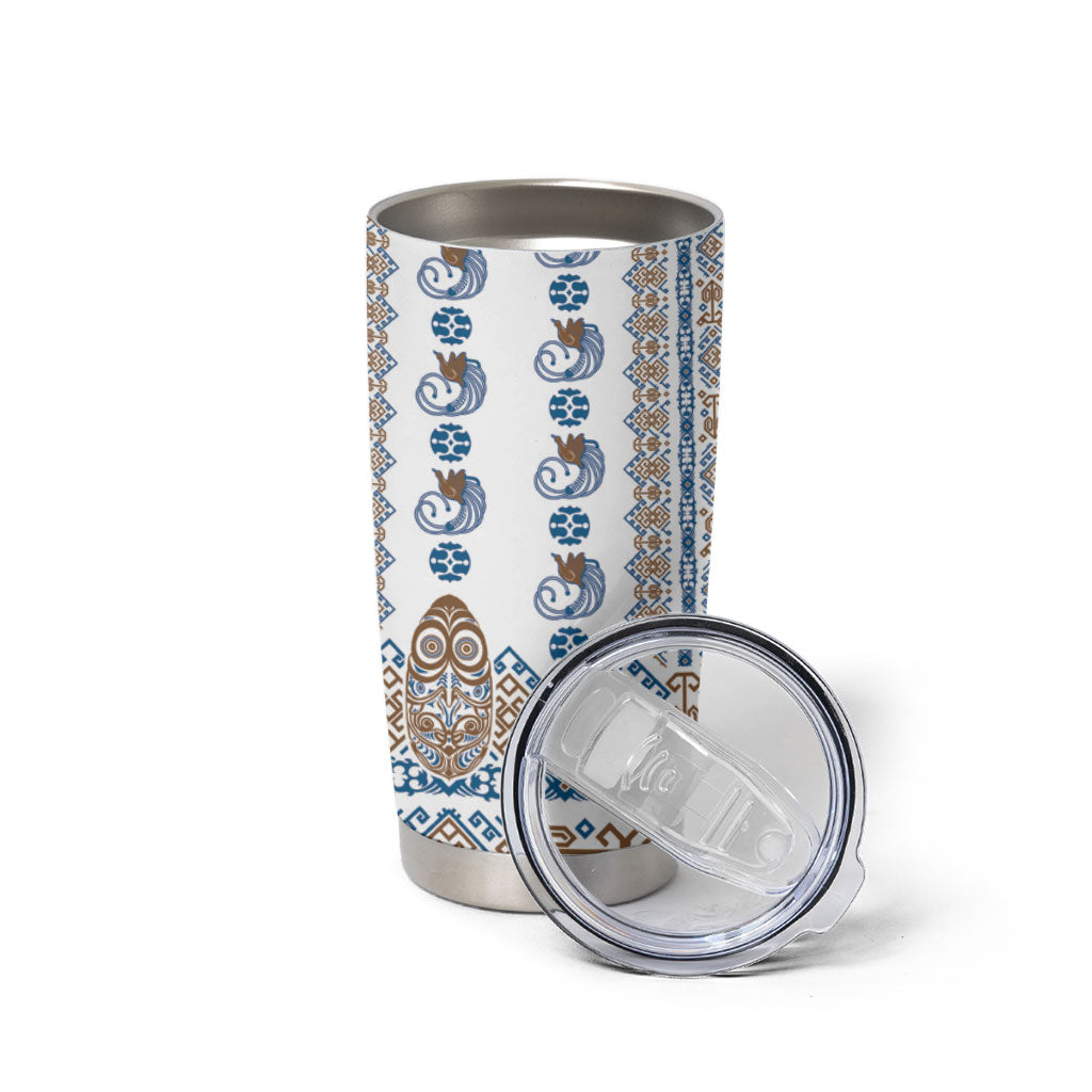 Papua New Guinea Bird Ethnic Tumbler Cup Papuan Batik Inspired Pattern